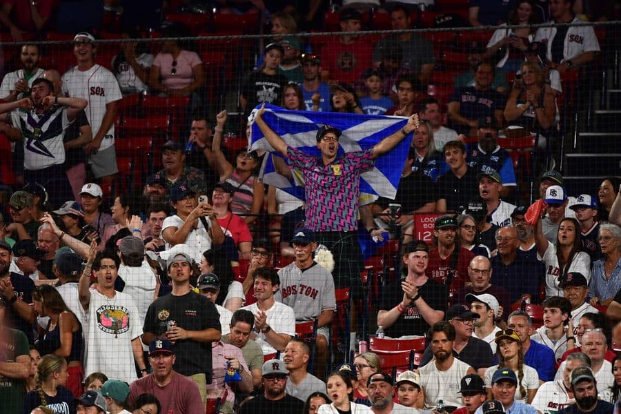 Scottish Fans attend the Boston Red Sox game